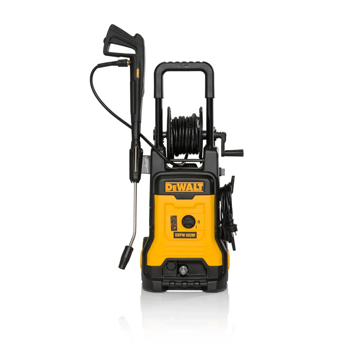 DEWALT Hochdruckreiniger DXPW002M, 150 bar, 450 l/h, 2100 W, mit Wasserstrahl und Zubehör sichtbar